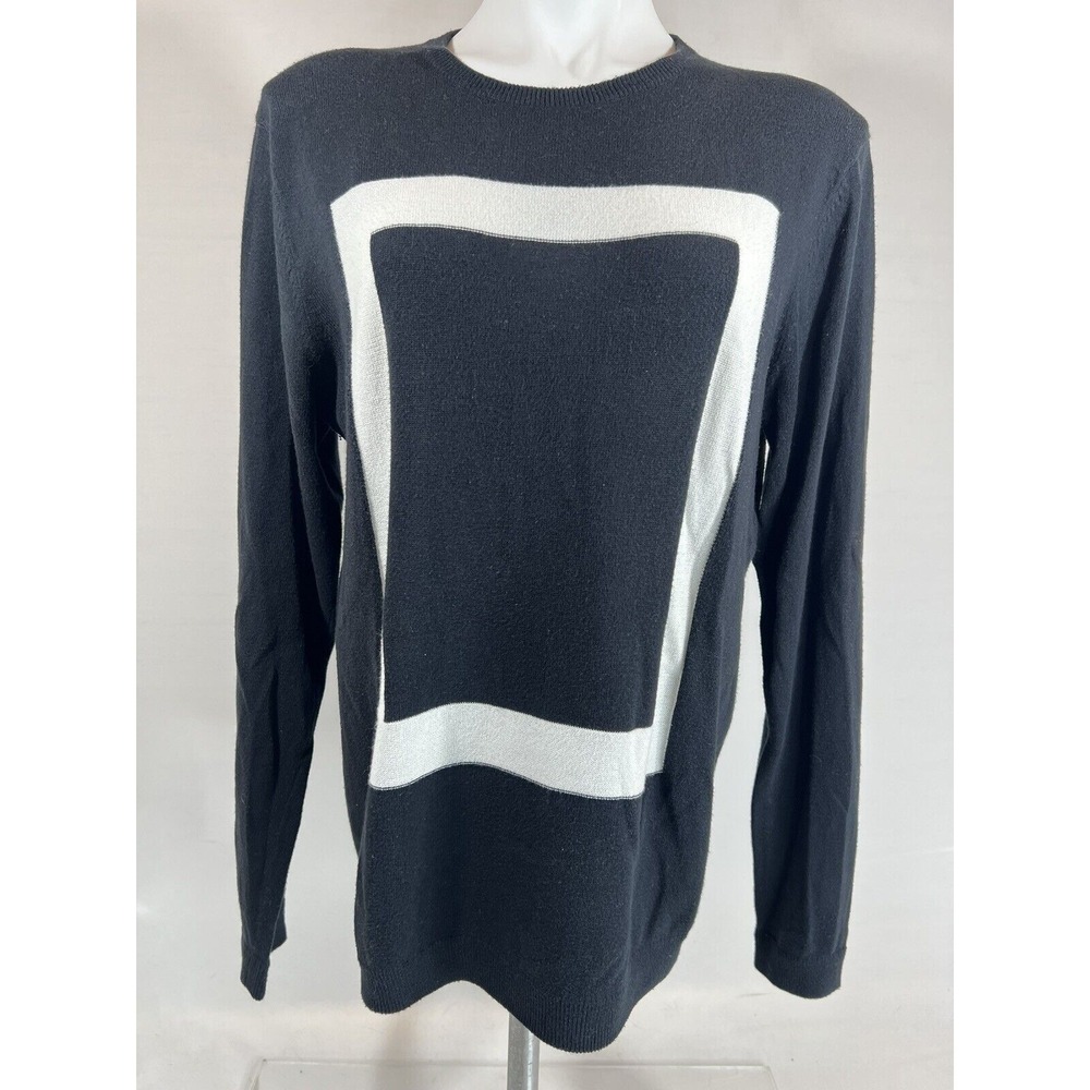 The Rail Women's Medium Black/White Square Knit‎ Long Sleeve Sweater